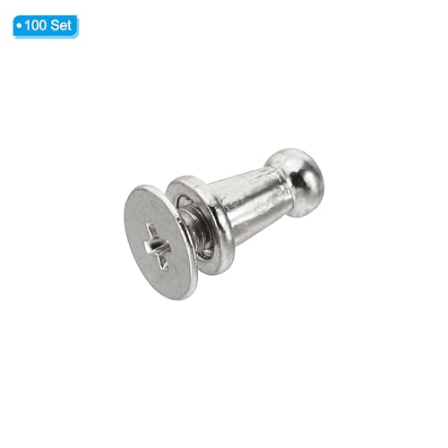 PATIKIL 4mm Leather Rivets, 100 Sets Round Button Head Studs Metal Screw Studs Posts Chicago Screws Rivet for Clothing Leather Crafts, Silver Tone - color: Silver, size: 4mm