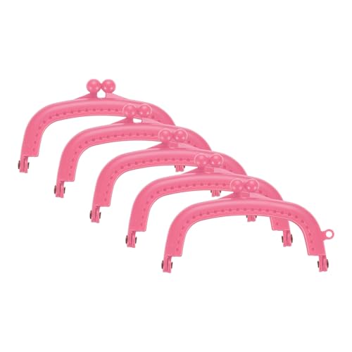 uxcell 5 Pcs Plastic Purse Frame, 8.5cm/3.3" Retro Arch Kiss Lock Clasp Frame Embossed for Purse Making, Handled Bag, Coin Bag Clutch Bag, Frame Hardware Replacements (Pink) - color: Pink