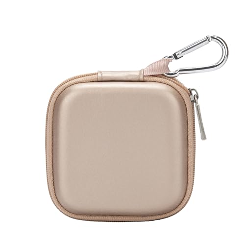 Ginsco Mini-Portable Hard Shell Square Earbuds Case for Apple EarPods/Samsung Galaxy Wired/Wireless Earbuds, Cell Phone Accessories Organizer with Carabiner for Earphones - color: Rose Gold, size: Slim