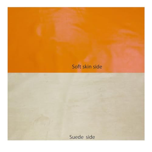 Double Sided Soft Skin Faux Leather/Suede 1 Yard 54" x 36" Thickness 0.65mm Width:54" Perfect for Upholstery, DIY Crafts, Hat Making, Hair Crafts Making, Sewing Orange(Back Khaki) - color: Orange, size: 36"x54"