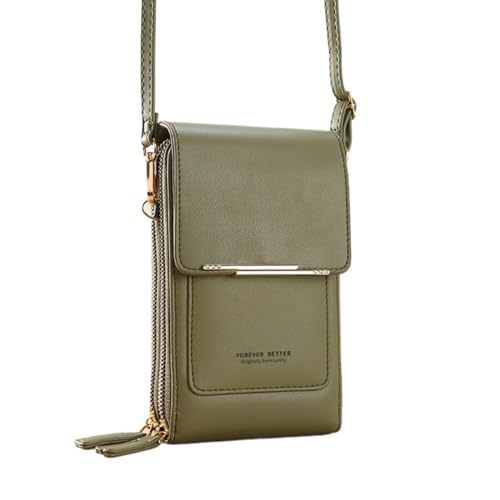 Touchscreen Phone Crossbody Bags for Women,Anti-Theft PU Leather Messenger Bag,RFID Blocking Small Mobile Phone Purse Wallet - color: Green