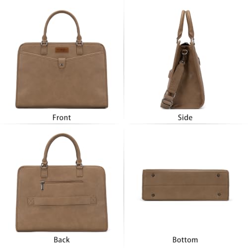 Wrangler Laptop Tote Bag for Women Fits 15.6 In Laptop for Travel and Work | Multi-compartment Organizer, Detachable Adjustable Shoulder Strap, Scratch-resistant Waterproof，Metal Feet on the Base - color: Khaki