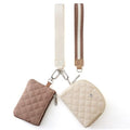 Mini Dual Pouch Wristlet Wallet for Women – Zip Around wristlet Keychain Wallet with 2 Wristlets, Ideal for Dog Walking, Coffee Runs & Lunch Break Essentials (Beige+Khaki) - color: Beige+Khaki