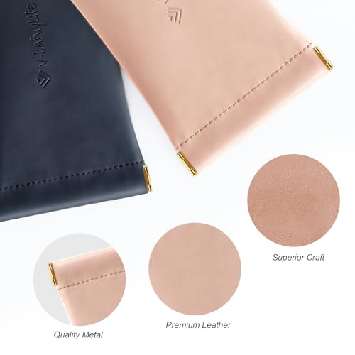 Glasses Case Soft 2 Pack - Portable Leather Squeeze Top Eyeglass Case,Soft Sunglasses Case. - color: Pink/Blue