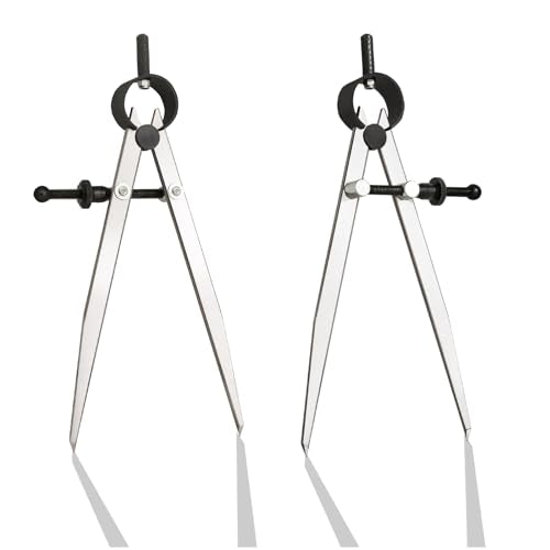 6 Inch Adjustable Lockable Steel Divider Wing Leather Compass with 8 Inch Stainless Steel Ruler for Leather Work, Woodworking, Metalworking and Geometry Drawing