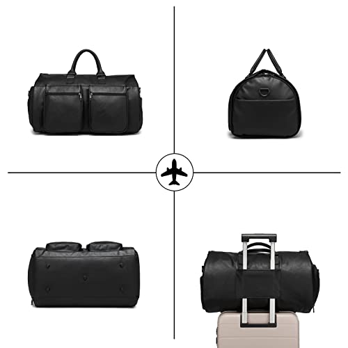 seyfocnia Convertible Travel Garment Bag,Carry on Garment Duffel Bag for Men Women - 2 in 1 Hanging Suitcase Suit Business Travel Bag - color: B1-Black
