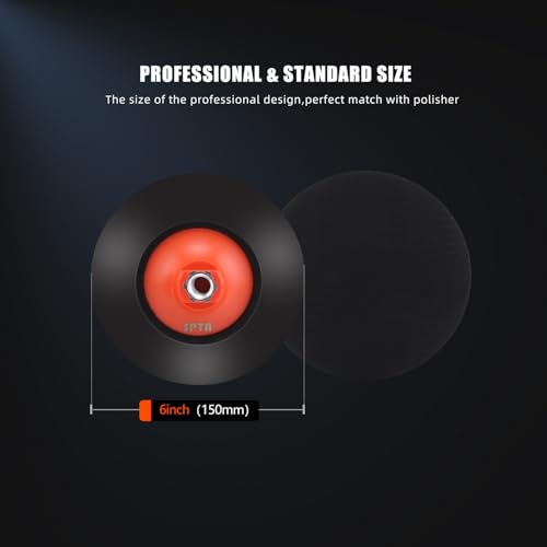SPTA 2Pcs RO Rotary Flexible Backing Plate, Hoop-and-Loop Face PU Soft Backing Pad Used On Rotary Polisher Sander for Sanding Polishing Buffing Finishing (M14 Thread, Orange, 6Inch (150mm)) - size: 6Inch (150mm), style: M14 Thread