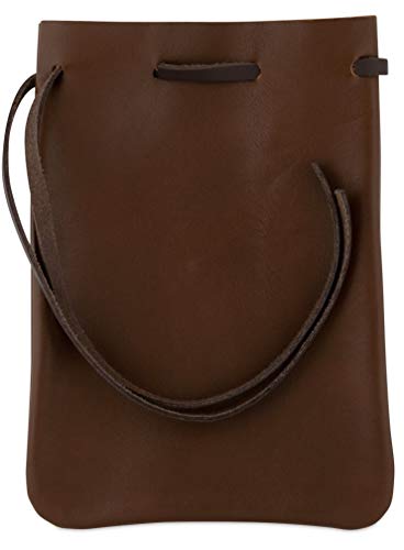 Leather Drawstring Pouch, Coin Bag, Medicine Tobacco Pouch Medieval Reenactment Made in U.S.A. by Nabob Leather Size 8.5" x 6" - color: Brown, style: Large