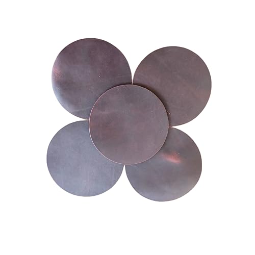 Full Grain Genuine Leather, Oil Wax Brown, 11cm Circular Coasters 5 pcs | Thickness 1.8-2.0mm, Suitable for wallet, backpack, book cover - color: Oil Wax Brown 11cm Circular Coasters 5 Pcs