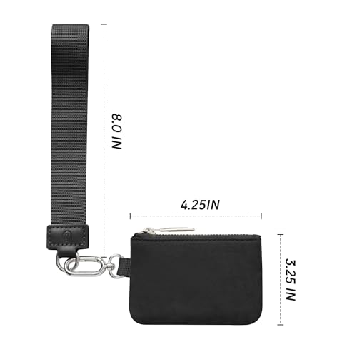 Mum's Memory Mini Zip Around Wristlet Wallets for Women -KeyChain Wallet with Detachable Dual Pouch Wristlet -Key Chain Coin Purse Small Wallets - color: Black