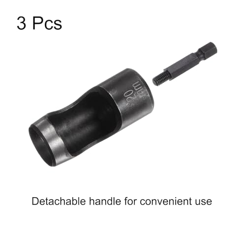 HARFINGTON 3pcs Leather Hollow Punch 1/4 Hex Shank for Drills, 20mm Dia Rotary Hole Punch for Thick Fabrics Leathercraft Working - size: 20mm