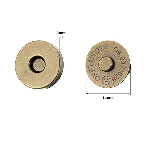 20 Set Magnetic Snaps, Purse Magnetic Button Replacement Kit-Bronze 14MM | Magnetic Bag Fastener Clasp for Sewing, DIY Craft, Purses, Bags, Clothes, Leather - color: Bronze 14MM