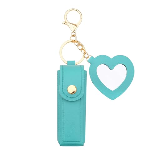 Sisadodo Lip Oil Lipstick Case with Mirror Lip Oil Lipstick Holder Key Chain for Car Keys Keychains Lipstick Organizer Case - color: Dark Green