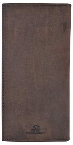 Genuine Leather Checkbook Cover For Men & Women Checkbook Holder Wallet RFID Blocking USA Series (Dark Brown) - color: Dark Brown