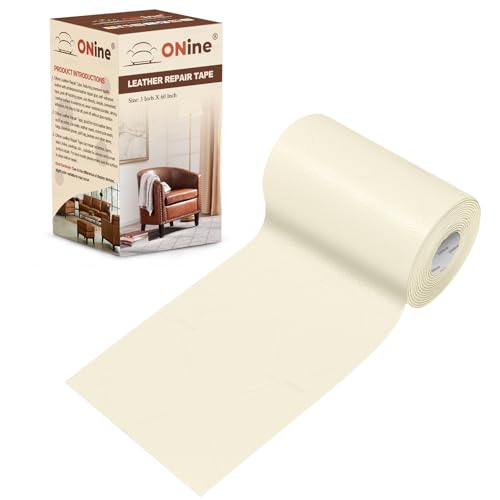 ONine Leather Repair Patch，Leather Repair Tape, 3 x 60 inches Leather Repair Patch for Furniture,Vinyl Repair Kit，Leather Couch Patch，for Sofas, Furniture, Car Seats, Office Chairs(Rice White) - color: Rice White, size: 3 x 60 inches