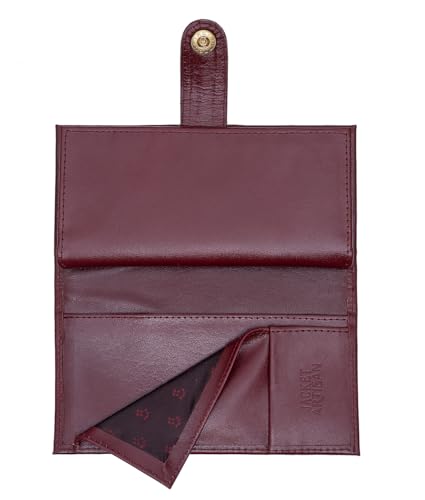 Women’s Genuine Leather Wallet – Slim Design with Secure Snap Multiple - Card Slots & Interior Zipper Pocket (Maroon) - color: Maroon