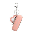 Royal Bagger Mini Lipstick Bag for Women, Genuine Cow Leather Kiss Lock Pouch, Key Holder with Keychain, Heart Mirror 3286 - color: Pink