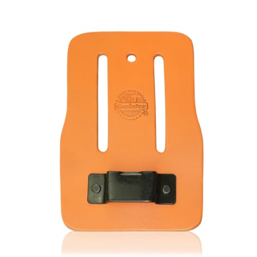 Graintex Measuring Tape Holder for Tool Belt, Premium Top Grain Leather, Steel Tape Holder Clip, Fits up to 3" Wide Belt for Electricians, Carpenters, Contractors, Framers - color: Orange
