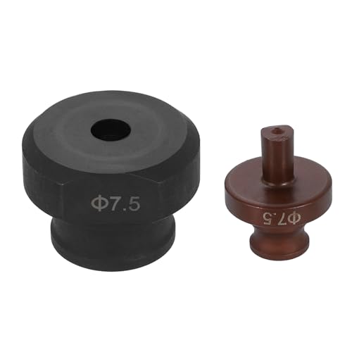 HARFINGTON Hydraulic Hole Punch Die 7.5mm Round Hole 40Cr Steel Electric Punching Kit for MHP-20 JP-20 Electric Punching Machine, Burgundy & Black - size: 7.5mm