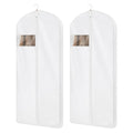 60" Cotton Garment Bag for Hanging Clothes, Dress Bags for Gowns | 2 Pack, Breathable Cotton Fabric, Strong Zipper, Organza Window, Dust Cover, For Closet Storage, Long Dress, Coats, White - size: 3"W x 60"H-2pcs