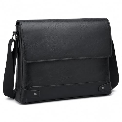 Messenger Bag for Men, 13 inch Purse Crossbody Bag, Waterproof Shoulder Bag for Office Business - color: Black