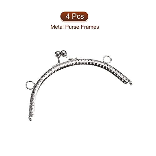 uxcell 4pcs Metal Purse Frame, 6" Kiss Lock Clasp Frame Rectangle Embossed Clutch Frame Handles for Coin Purse Sewing Bag Making DIY Leather Craft, Silver - color: Silver, size: 6"