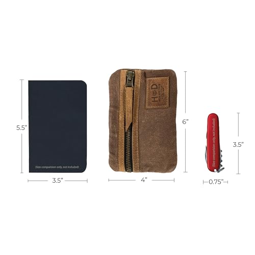 Hide & Drink, Multi-Tool Pocket Pouch, Compact Multipurpose EDC Zippered Bag, Mini Camping Tool Case, Waxed Canvas, Knife Holster, Handmade Slim Organizer - color: Honey Bourbon