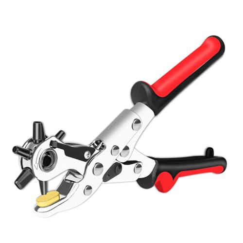 Leathercraft Hole Punch Plier, 6-Size Rotary Leather Punching Tool, Heavy Duty Leathercraft Punching Equipment for Belts Straps - style: budget