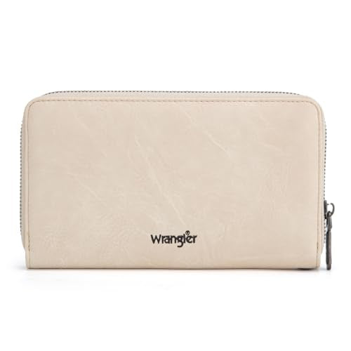 Wrangler Womens Wallet Wristlet Long Purse Designer Clutch Large Capacity Credit Card Holder for Women Men - color: A-Tan