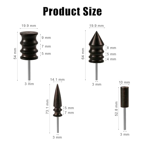 4pcs Leather Burnisher Bits for Rotary Tool, 4 Styles Leather Burnishing Tool Polished Head Ebony Burnishing Machine Accessories for Leather Craft Edges (Style 2) - style: Style 2