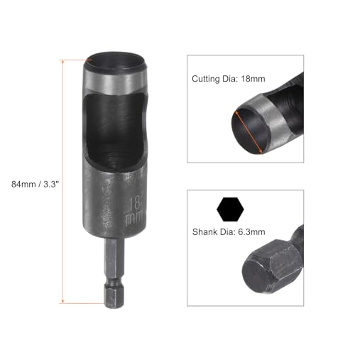 HARFINGTON 3pcs Leather Hollow Punch 1/4 Hex Shank for Drills, 18mm Dia Rotary Hole Punch for Thick Fabrics Leathercraft Working - size: 18mm