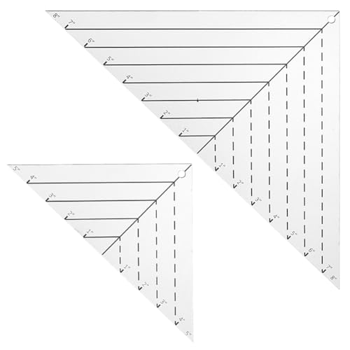 INFUNLY 2pcs Boxed Corner Template Half-Square Triangles 2 Size Acrylic Cutting Corners Template 1"-5"/1"-8" Clear Quilting Box Corner Stencil Ruler Sewing Tools for Accurate Cutting Trimming - style: Triangle
