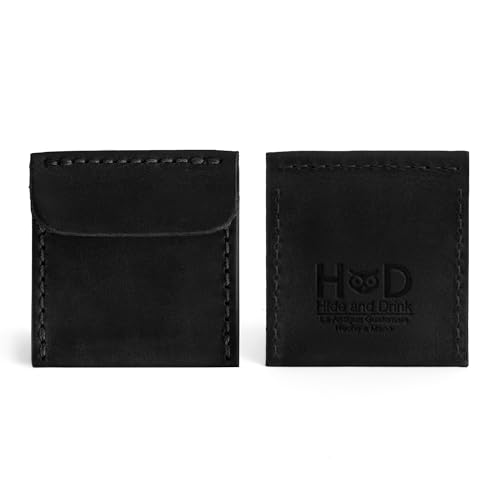 Hide & Drink, Wedding Ring Case, Engagement Pouch, Bride and Groom Jewelry Storage, Marriage Travel, Bearer, Proposal Holder, Full Grain Leather, Handmade, Charcoal Black - color: Charcoal Black
