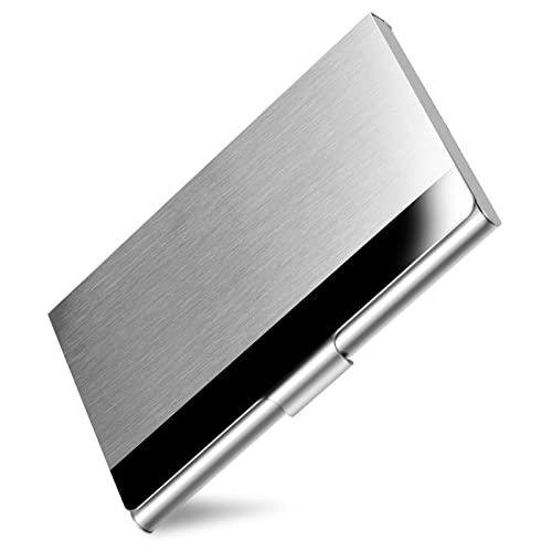 Business Card Holder, Slim Business Card Case for Men & Women, Pocket Metal Card Case, Professional Stainless Steel Business Card Holders, Purse Name Card Holder, Buckle Style Shut - style: Silver