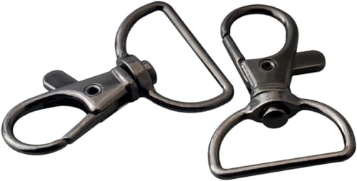 50pcs Swivel Lobster Claw Clasps Snap Hook with 20mm D Ring for DIY Handbag Purse Straps Belting Leather Craft (Gun Metal) - color: Gun Metal