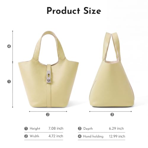 Tote Bag for Women Top Handle Handbag Satchel Bag for Women Vegan Leather Lock Design Bucket Purse for Work Evening - color: Aa