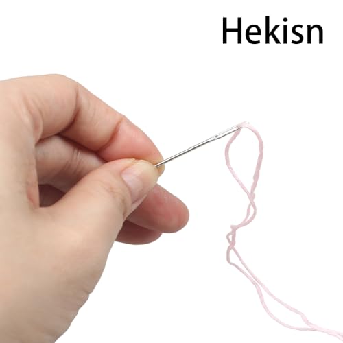 Hekisn Large Eye Sewing Needles, Sewing Needles, Stainless Steel Embroidery Thread Needle, Handmade Yarn Knitting Needles Leather Needle (21 Pieces) - size: 21 Pieces