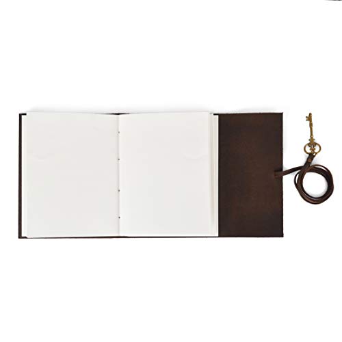 Leather Journal Travel Diary, Handmade Vintage Bound Notebook for Men & Women, Antique Key, Genuine Buffalo Leather- Quality Unlined Cream Paper Perfect for Notes, Art Sketchbook, 8X6 Inches, Cream - style: 8X6 Inches - Cream Unlined with Key