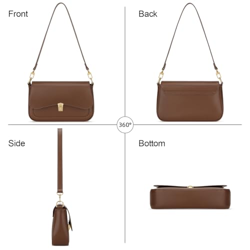KKXIU Small Shoulder Bag for Women Cute Hobo Handbags Mini Clutch Purses | Classic Trendy Retro Underarm Crossbody Bag with Detachable Straps, Zipper Closure - color: Brown
