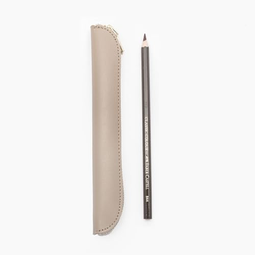 Slim Pencil Case Skinny Pen Case Pen Pouch (FL Gray) | Smooth gold zipper; wipe-clean faux leather; fits a few gel writers and a stylus; slips into planners backpacks and totes - color: Gray