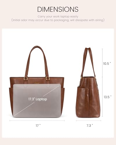 LOVEVOOK Work Tote Bag for Women, Vintage Leather 17.3 Inch Laptop Bags with Large Cup Holder, Teacher Nurse Medical Professional Computer Bag, Office Briefcase Handbag Gift - color: Black, size: 17.3 Inch