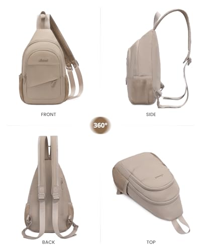 LOVEVOOK Sling Backpack for Women, Convertible Crossbody, Small Diaper Bag, Water-Resistant Hiking Daypack, Travel Shoulder Chest Bag - color: Khaki, size: Small