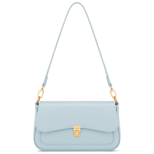 KKXIU Small Shoulder Bag for Women Cute Hobo Handbags Mini Clutch Purses | Classic Trendy Retro Underarm Crossbody Bag with Detachable Straps, Zipper Closure - color: Blue