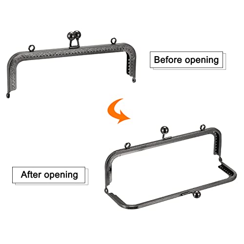 uxcell Metal Purse Frames - 8.07" 4Pcs Kiss Lock Clasp Frame Rectangle Embossed Clutch Frame Handles for Coin Purse Sewing Bag Making DIY Craft, Dark Grey - color: Dark Grey