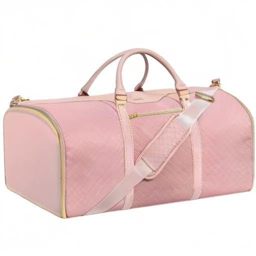 Convertible Garment Bag with Shoulder Strap, Carry on Garment Duffel Bag for Men Women,Waterproof & Wrinkle-Free Suit Carrier for Business Trips & Weekend Getaways, Foldable & Lightweight - color: Q.Pink