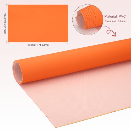 PATIKIL 63x39.4in Faux Leather Sheets, Faux Leather Fabric Sheets Vinyl Fabric Synthetic Soft Waterproof PU for Replacement Upholstery Car Furniture Sofa Boat Marine, Orange Red - color: Orange Red