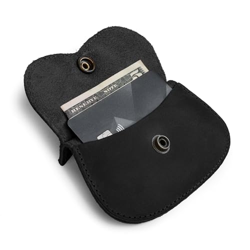 Hide & Drink, Cat Shape Wallet Handmade from Full Grain Leather - Charcoal Black - color: Charcoal Black