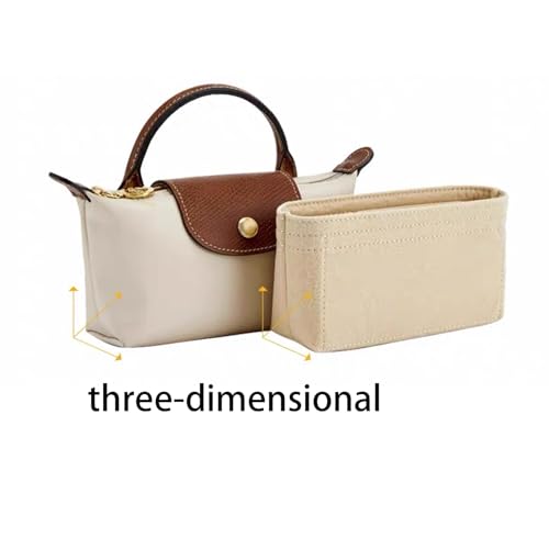 Bag Organizer for Long champ Small Handbags Timid Bag Storage and Organization Inner Pocket Liner Felt-Mini Size (Dark Gray)