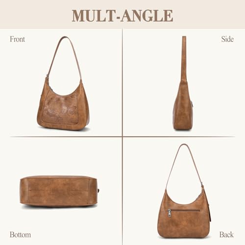 BELTANA Shoulder Bag for Women, Small Vegan Leather Butterfly Hobo Purse | Crescent Shoulder Purse, Top Handle Design, Lightweight, Underarm Style, Daily Travel & Shopping, Gift Choice - color: Brown
