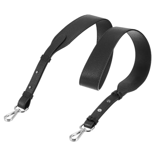 uxcell Leather Purse Strap Adjustable Crossbody Replacement Straps | for Handbags, Shoulder Bag - color: Black, Silver Clasp